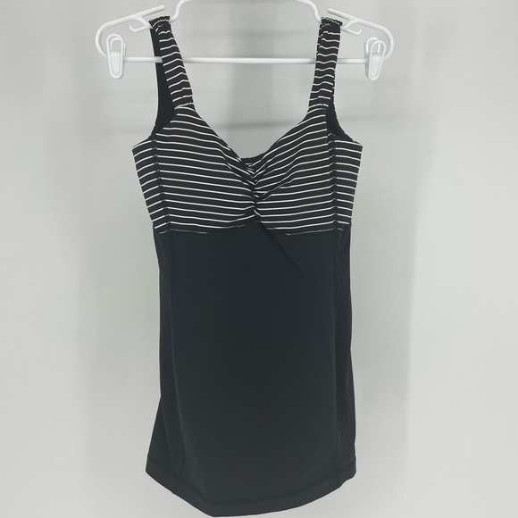 LULULEMON ARIA TANK TOP II PARALLEL STRIPE BLACK WHITE 6 - Picture 3 of 9